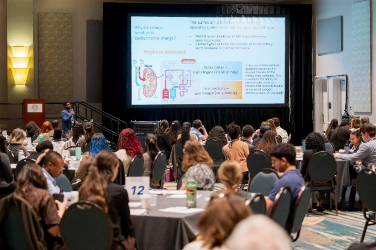 Students and mentors during a research presentation at the    2025 Undergraduate Education Program